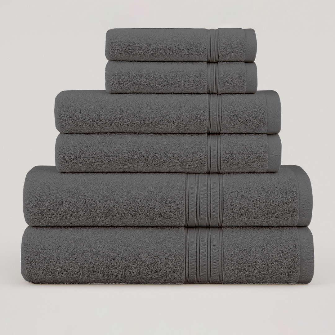 6 PCs Premium Towel Set, 2 Bath Towels, 2 Hand Towels , 2 Washcloths & Shower Towel
