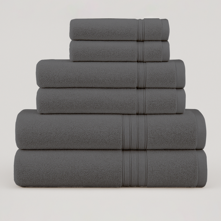 6 PCs Premium Towel Set, 2 Bath Towels, 2 Hand Towels , 2 Washcloths & Shower Towel