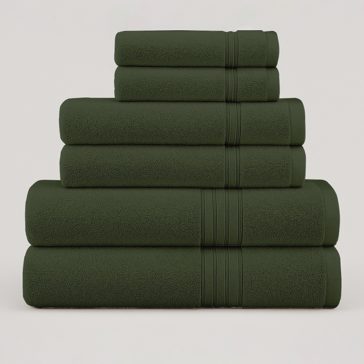 6 PCs Premium Towel Set, 2 Bath Towels, 2 Hand Towels , 2 Washcloths & Shower Towel