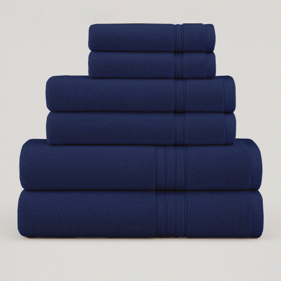 6 PCs Premium Towel Set, 2 Bath Towels, 2 Hand Towels , 2 Washcloths & Shower Towel
