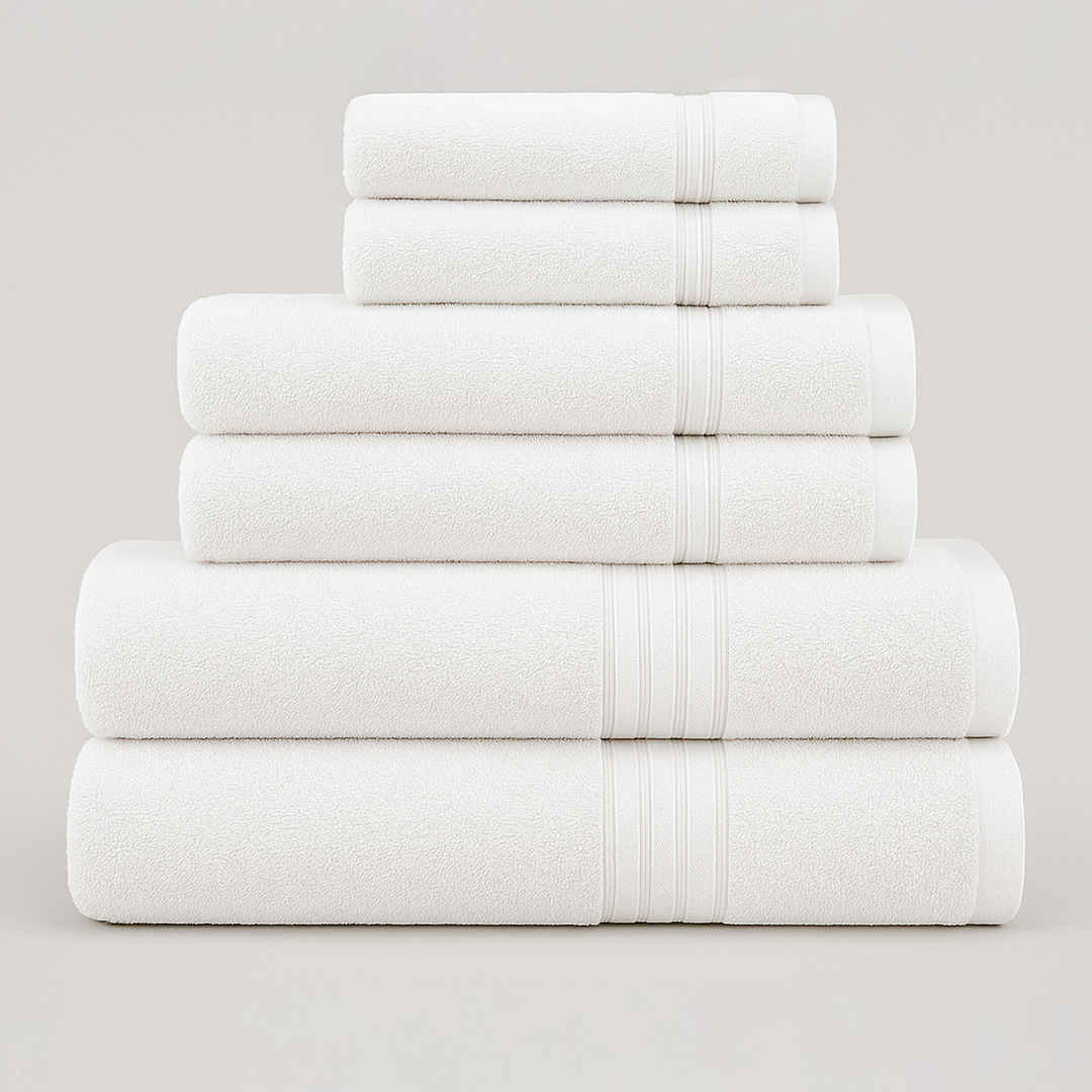 6 PCs Premium Towel Set, 2 Bath Towels, 2 Hand Towels , 2 Washcloths & Shower Towel