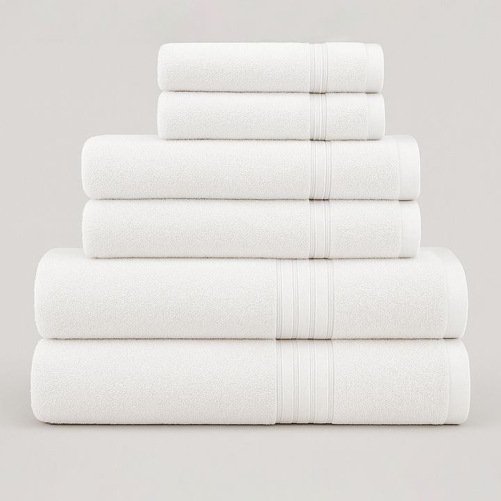 6 PCs Premium Towel Set, 2 Bath Towels, 2 Hand Towels , 2 Washcloths & Shower Towel