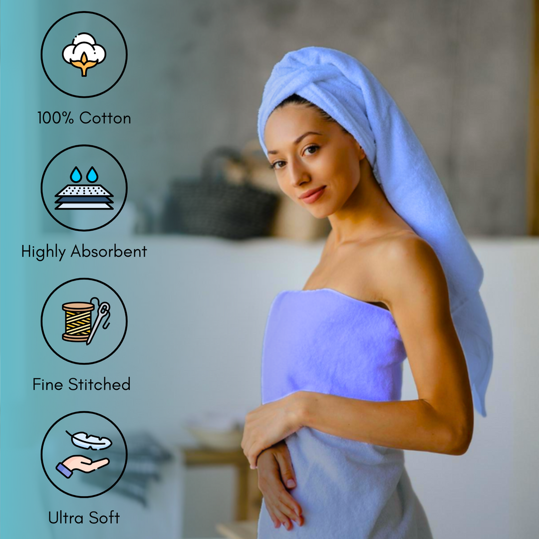 100% Cotton Bath Towel Set 6 PCs -Soft & Absorbent, Best Quality Towel for Daily Use (Blue)