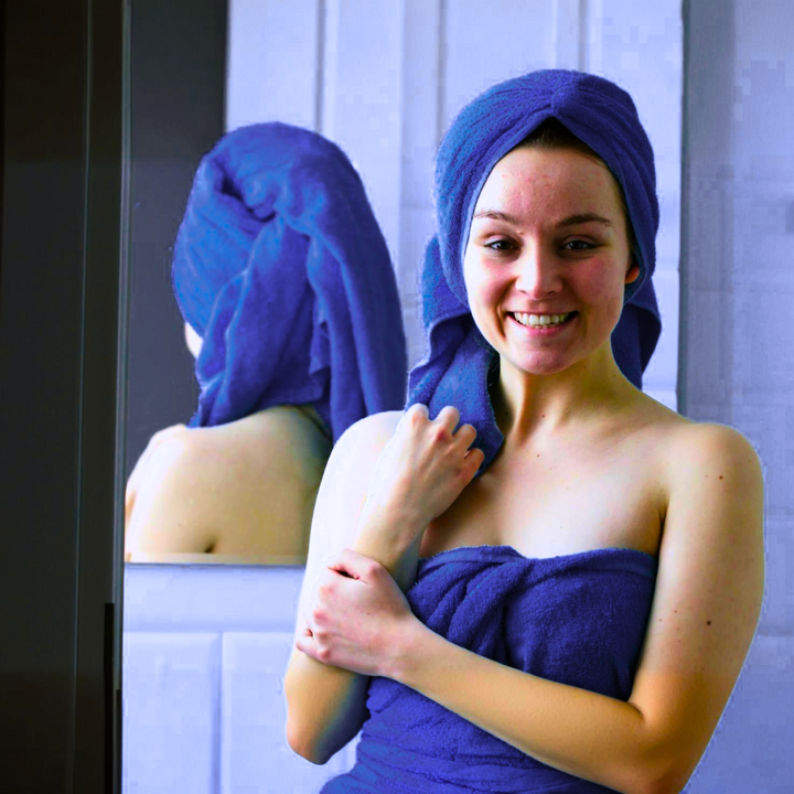 6 PCs Towel Set – 2 Bath Towels, 2 Hand Towels, 2 Washcloths & Shower Towel (Royal Blue)
