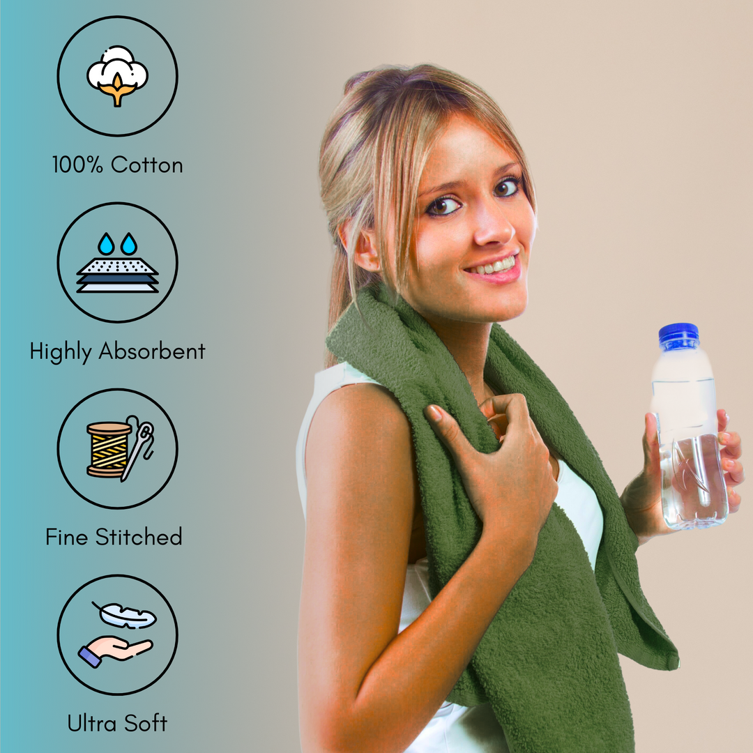Set of Towels 6 PCs – Nice Towels for Bathroom, Soft Cotton Towel Bundle (Military)