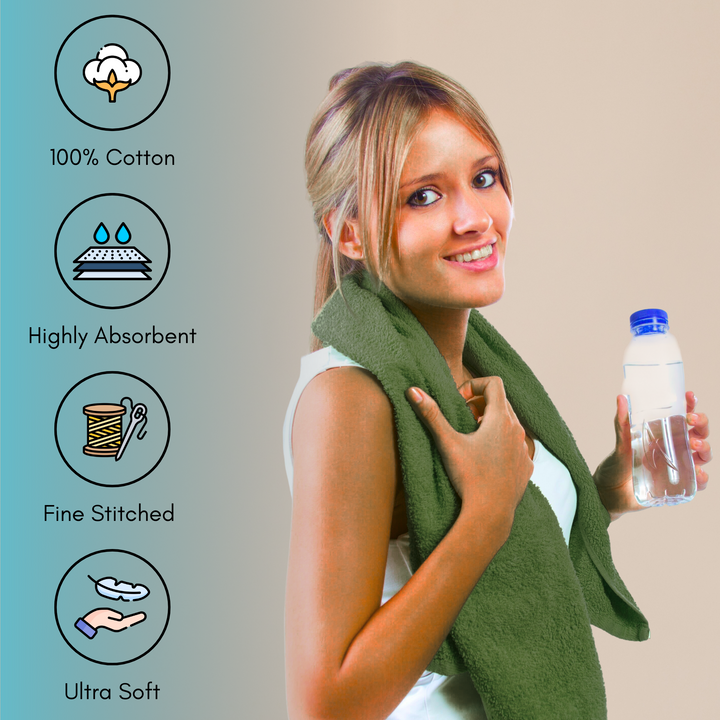 Set of Towels 6 PCs – Nice Towels for Bathroom, Soft Cotton Towel Bundle (Military)