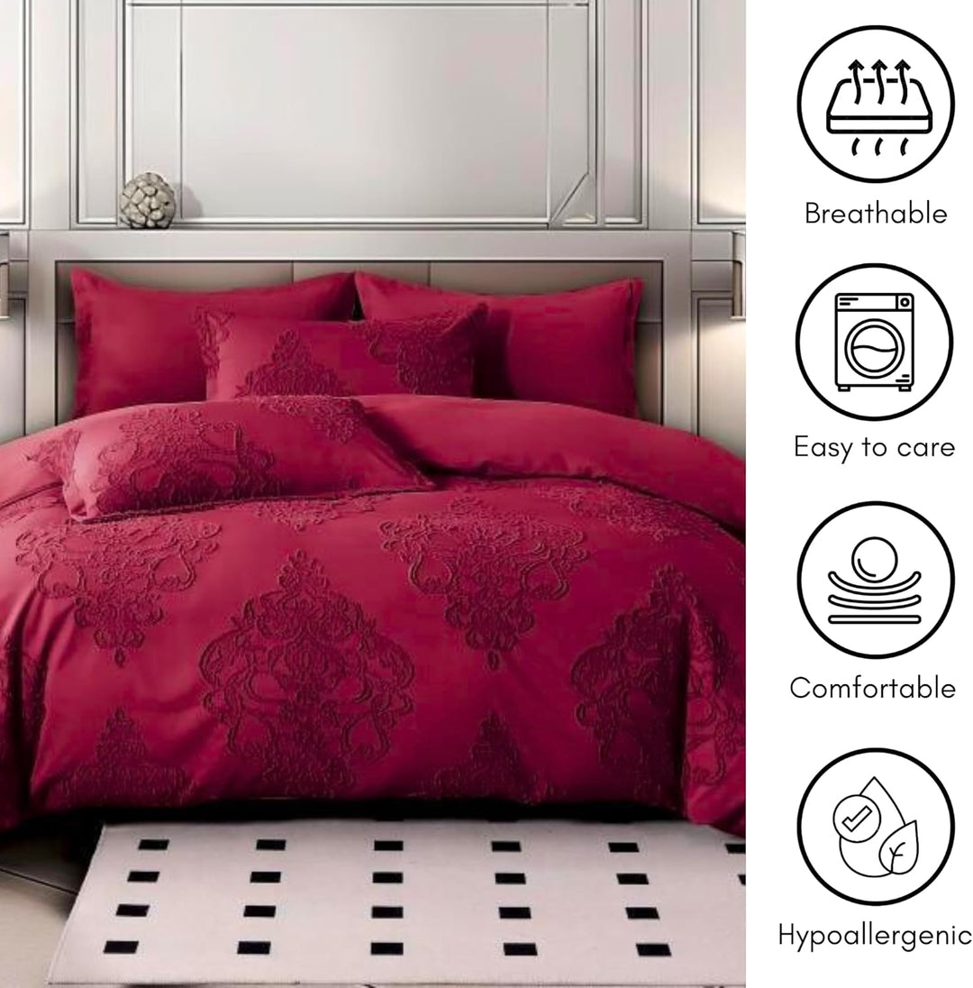 Duvet King Size Set with Duvet Cover 220x240 – 6 PCs Fitted Bed Sheet Set(6FM12)