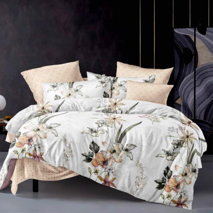 طقم سرير كينج سايز، 6 قطع مع غطاء لحاف، 220×240، طقم فراش كينج سايز (6FS1)