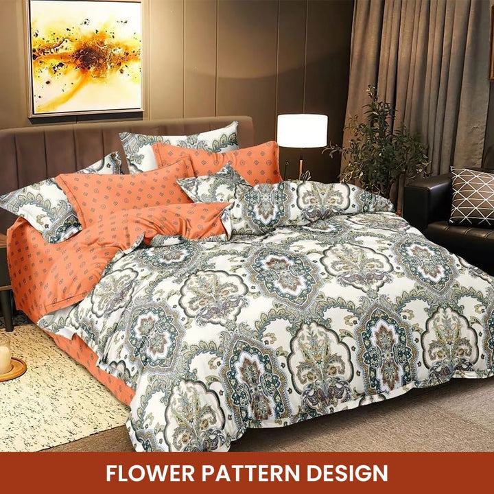 Cotton Bedding Sets 6 PCs King Size Fitted Bed  Set with Duvet Cover 220x240 (6FS46)