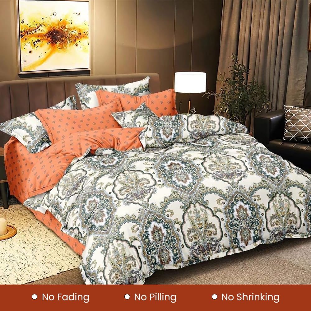 Cotton Bedding Sets 6 PCs King Size Fitted Bed  Set with Duvet Cover 220x240 (6FS46)