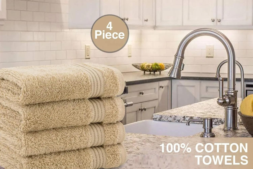 4 PCs Premium Bath Towels Set, Towel 70cm x 140cm,100% Cotton Hotel & Spa Towels