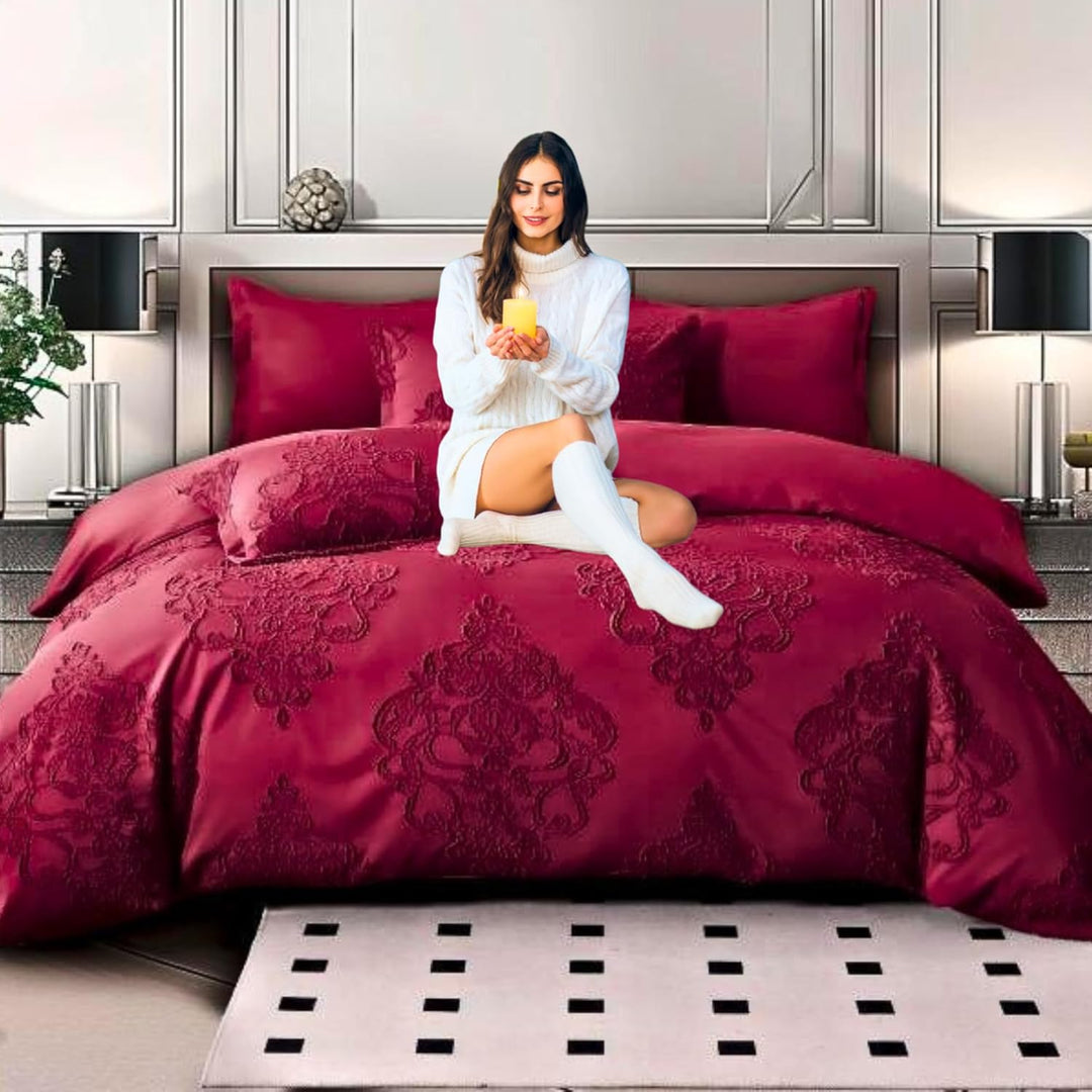Duvet King Size Set with Duvet Cover 220x240 – 6 PCs Fitted Bed Sheet Set(6FM12)