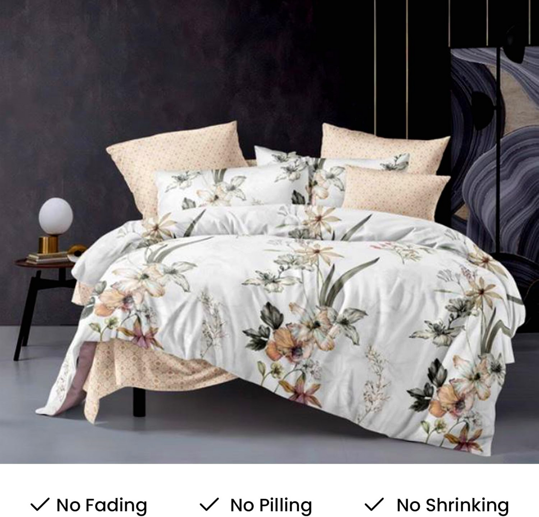 طقم سرير كينج سايز، 6 قطع مع غطاء لحاف، 220×240، طقم فراش كينج سايز (6FS1)