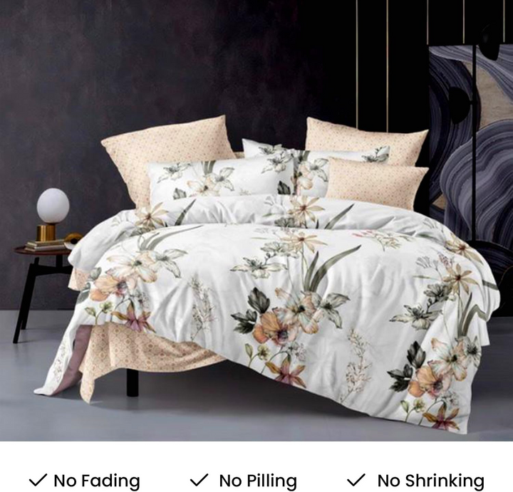 طقم سرير كينج سايز، 6 قطع مع غطاء لحاف، 220×240، طقم فراش كينج سايز (6FS1)