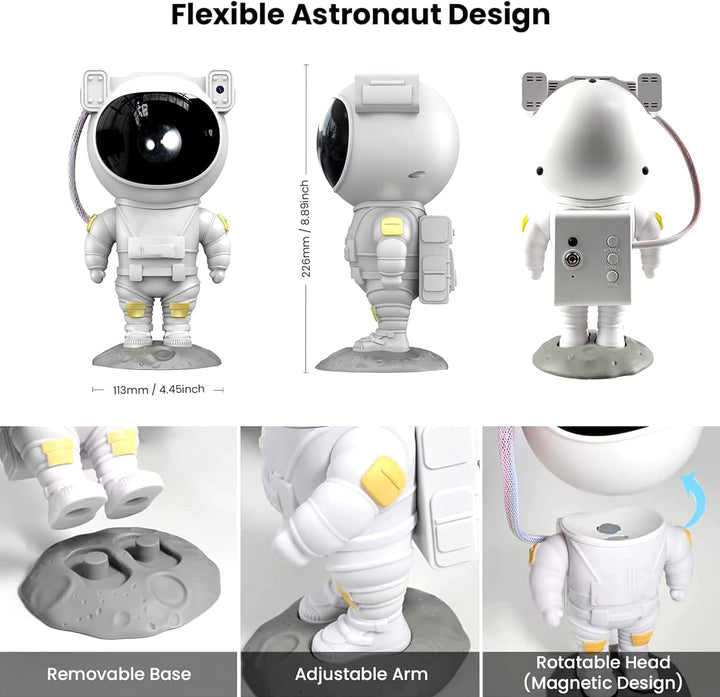جهاز عرض ضوء سديم المجرة رائد الفضاء من MOONCEE، مزود بمنفذ USB مع جهاز عرض عن بُعد