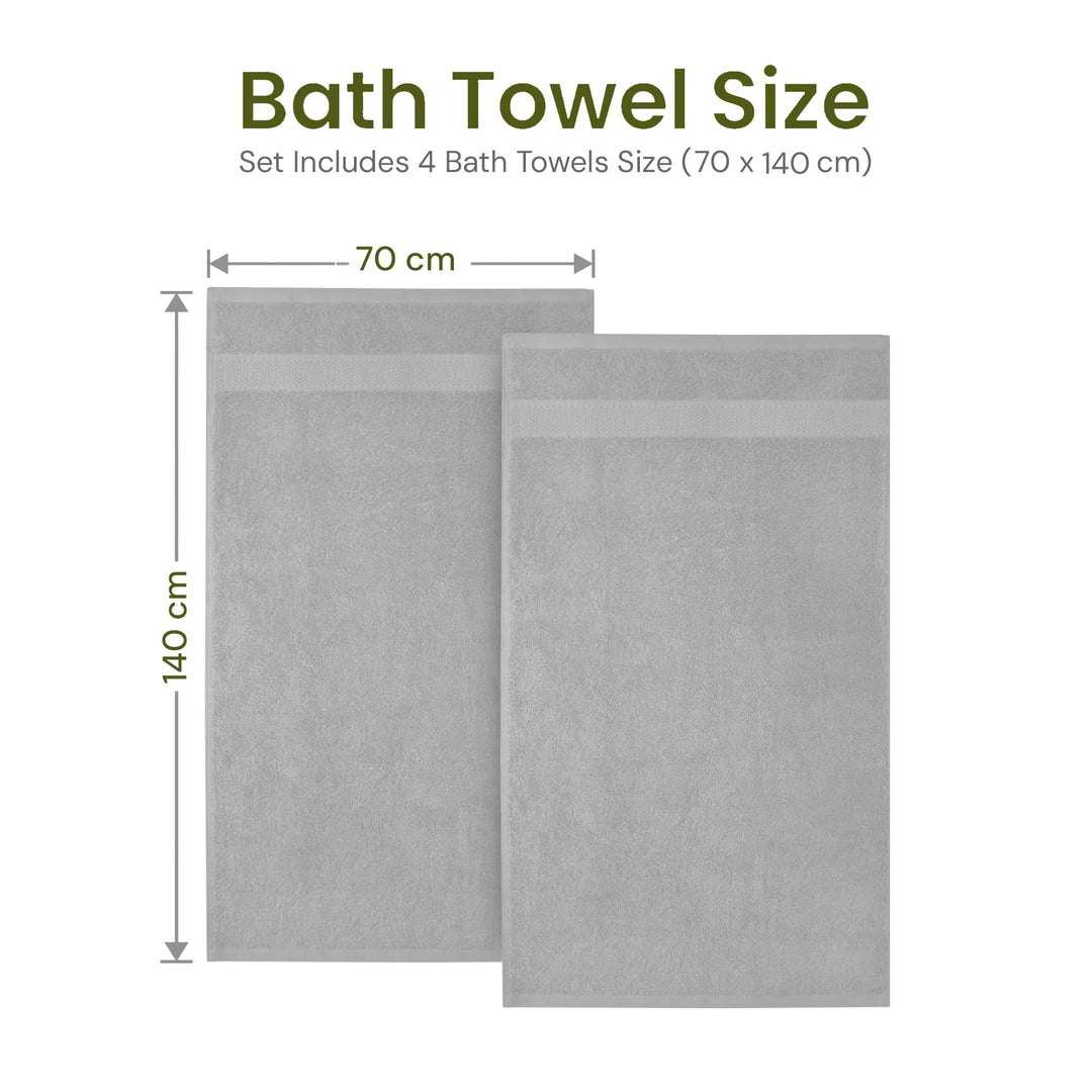 4 PCs Premium Bath Towels Set, Towel 70cm x 140cm,100% Cotton Hotel & Spa Towels