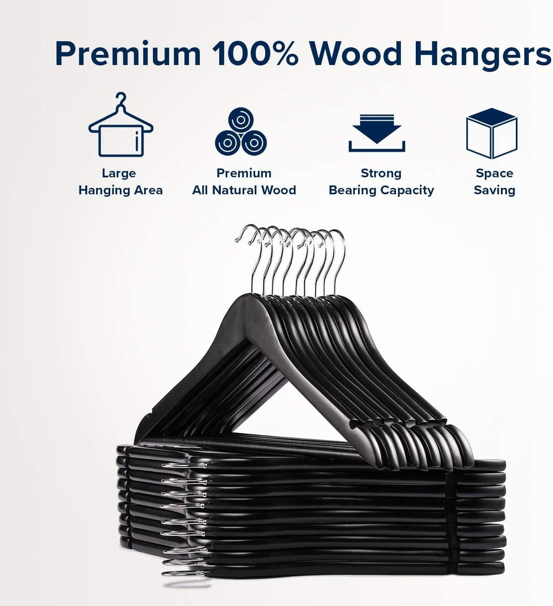 MOONCEE 30 PCs Wooden Hangers Non Slip Wood Clothes Hanger 360° Swivel