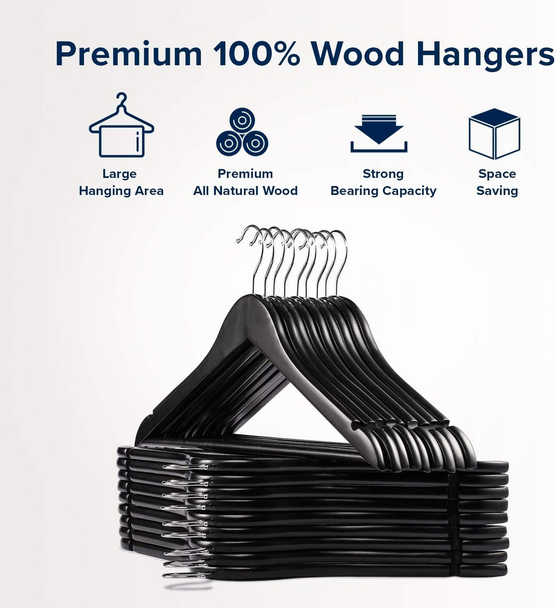 MOONCEE 20 PCs Wooden Hangers - Non Slip Wood Clothes Hanger
