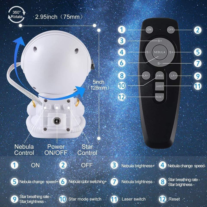 جهاز عرض النجوم من MOONCEE، جهاز عرض ليلي على شكل مجرة رائد فضاء مع جهاز تحكم عن بعد USB