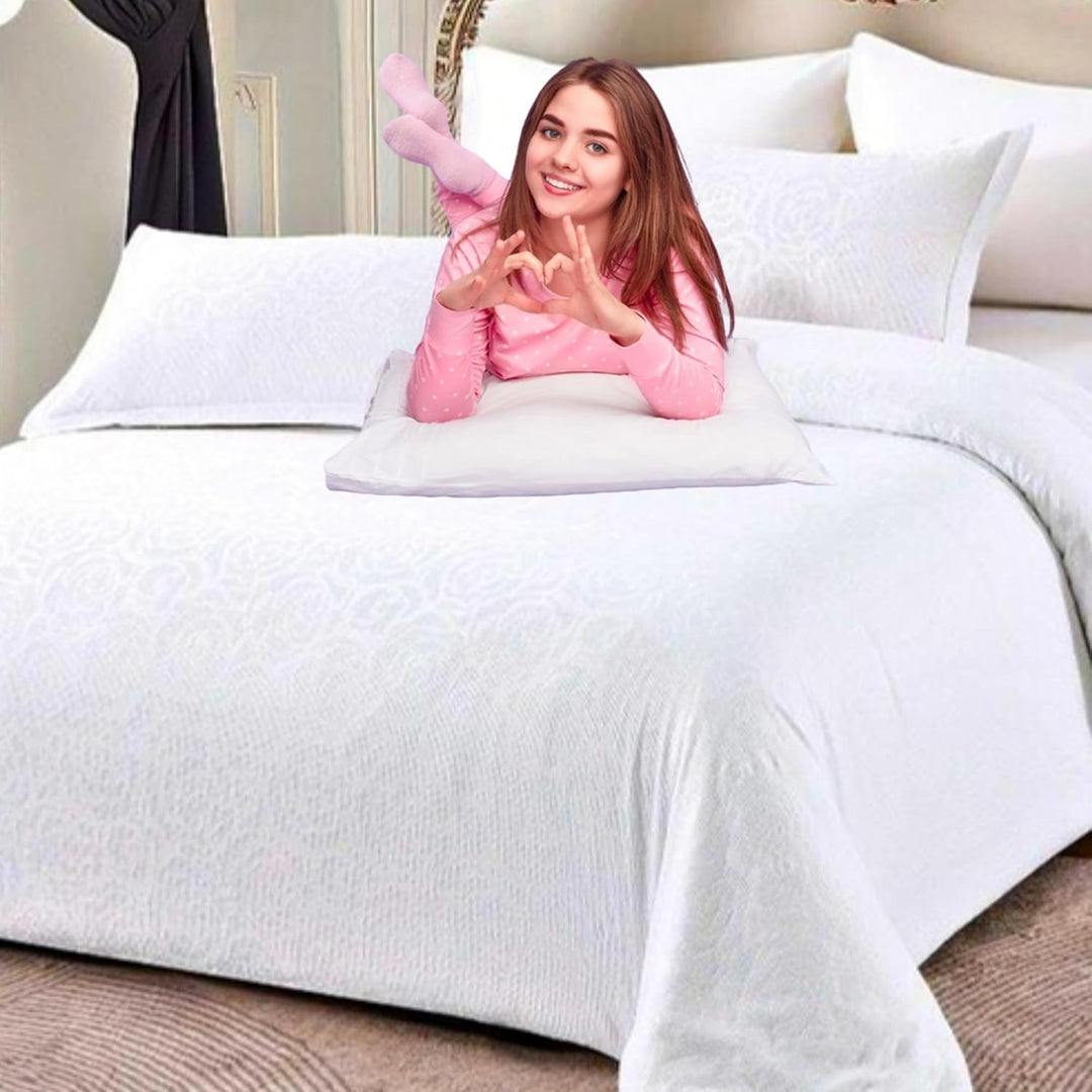 ملاءات سرير كينج مقاس مناسب، أبيض، 6 قطع مع غطاء لحاف، 220×240 (6FM9)