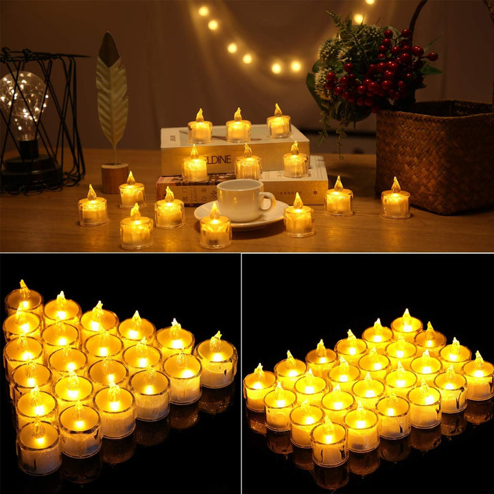 MOONCEE 24 Pack LED Tea Lights Candles Crystal Battery Operated for Festival Celebration
