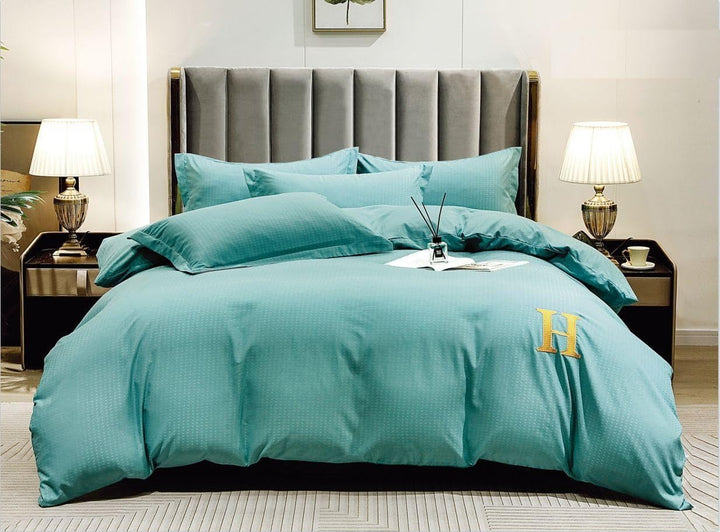 Printed 6 PCs King Bed Sheet Set With Duvet Cover 220x240, King Bedding Set (6HH3)