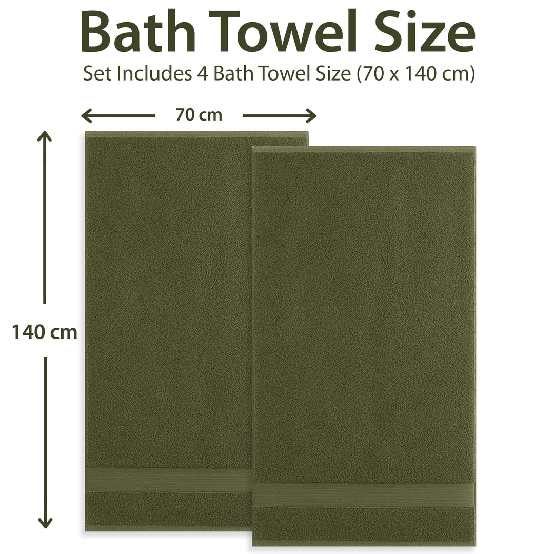 4 PCs Premium Bath Towels Set, Towel 70cm x 140cm,100% Cotton Hotel & Spa Towels