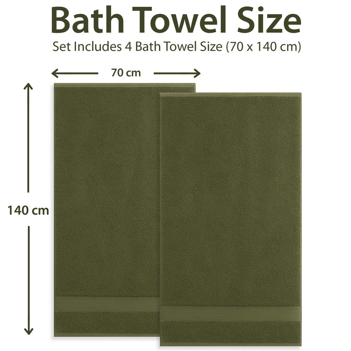 4 PCs Premium Bath Towels Set, Towel 70cm x 140cm,100% Cotton Hotel & Spa Towels