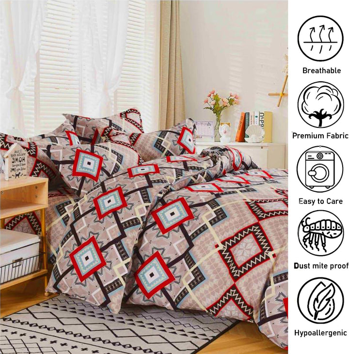 ملاءات سرير مقاس كينج، 6 قطع مع غطاء لحاف 220×240 و4 أغطية وسائد من مزيج القطن