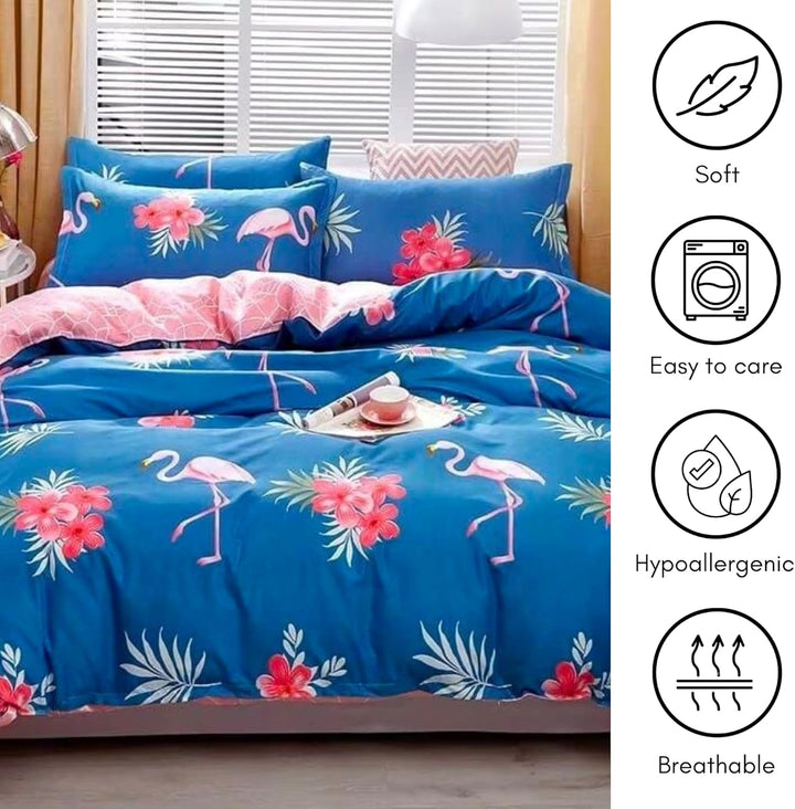 6 PCs King Size Fitted Bed Sheet Set With Duvet Cover 220x240, King Bedding Set (6FS48)