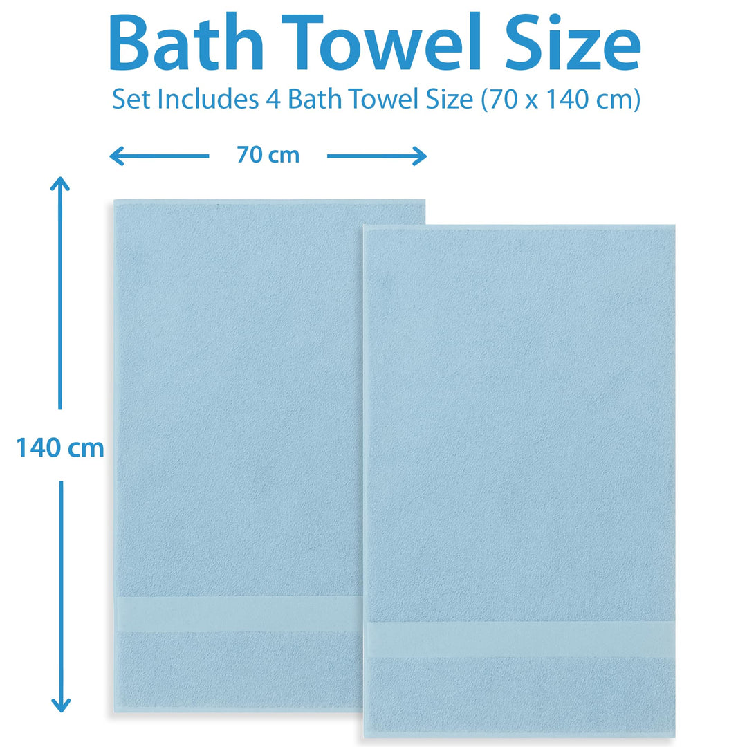 4 PCs Premium Bath Towels Set, Towel 70cm x 140cm,100% Cotton Hotel & Spa Towels