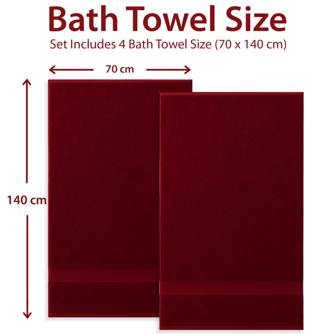 4 PCs Premium Bath Towels Set, Towel 70cm x 140cm,100% Cotton Hotel & Spa Towels