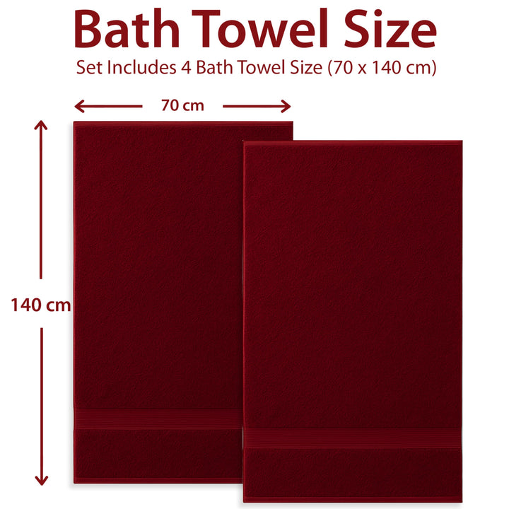 4 PCs Premium Bath Towels Set, Towel 70cm x 140cm,100% Cotton Hotel & Spa Towels