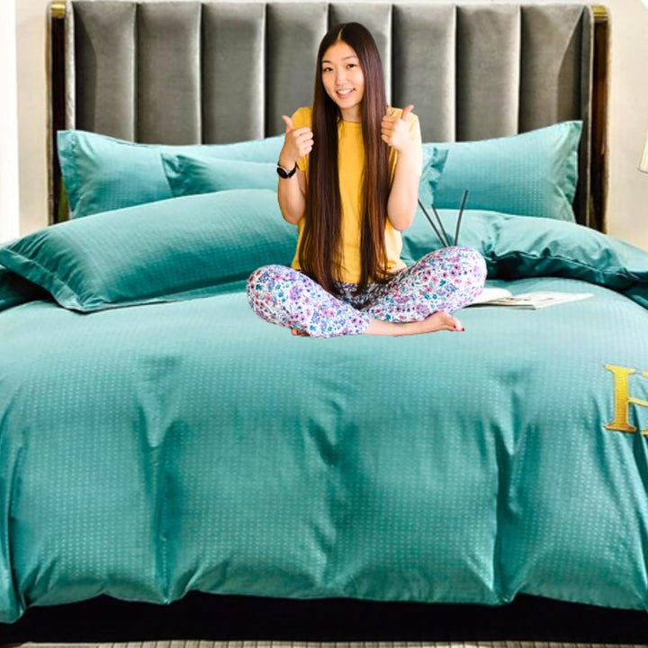 Printed 6 PCs King Bed Sheet Set With Duvet Cover 220x240, King Bedding Set (6HH3)