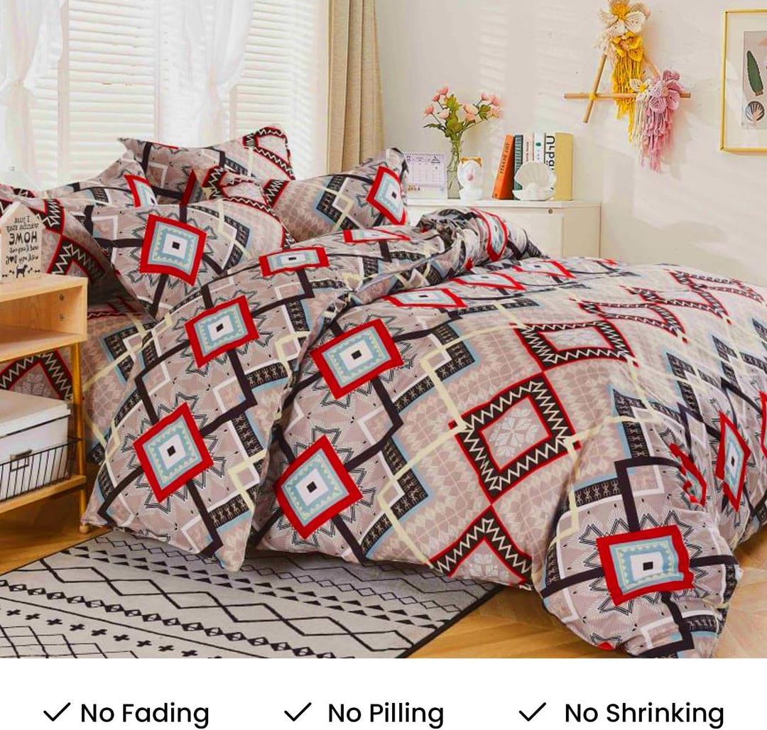 ملاءات سرير مقاس كينج، 6 قطع مع غطاء لحاف 220×240 و4 أغطية وسائد من مزيج القطن