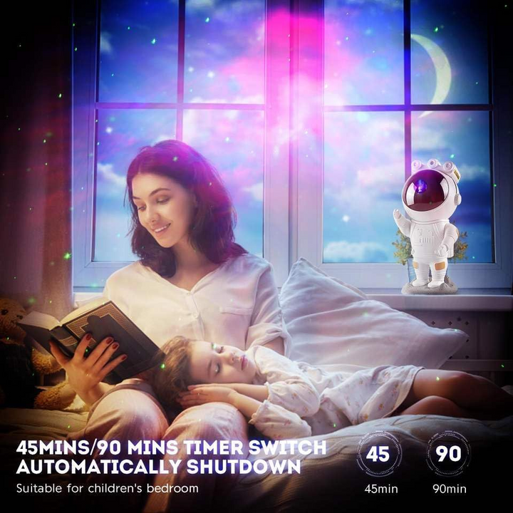جهاز عرض مجرة رائد فضاء من MOONCEE مزود بإضاءة موسيقى وبلوتوث وجهاز تحكم عن بعد بمنفذ USB