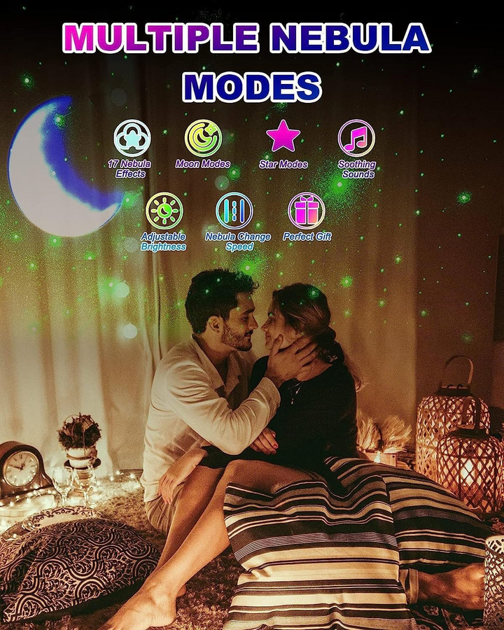 جهاز عرض مجرة رائد فضاء من MOONCEE مزود بإضاءة موسيقى وبلوتوث وجهاز تحكم عن بعد بمنفذ USB