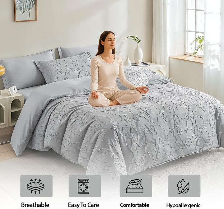 6 PCs Microfiber Quilted Bedspread Set – Duvet Cover, Fitted Sheet & Pillowcases (6FM44)