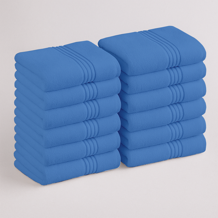 12 Pack Premium Wash Cloths and Face Towels Set (30 x 30 CM) 600 GSM 100% Cotton Soft