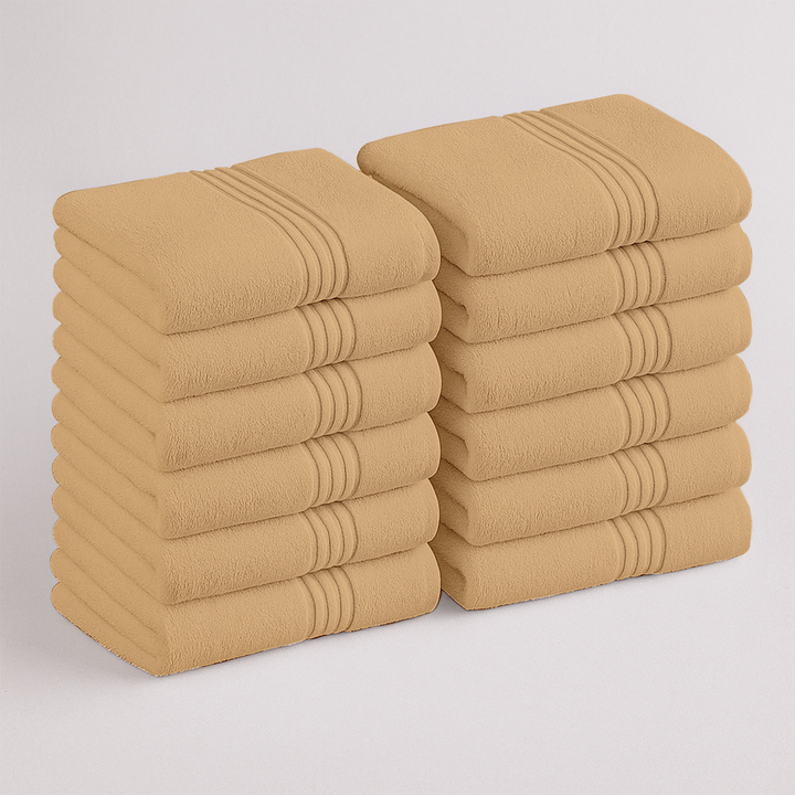 12 Pack Premium Wash Cloths and Face Towels Set (30 x 30 CM) 600 GSM 100% Cotton Soft