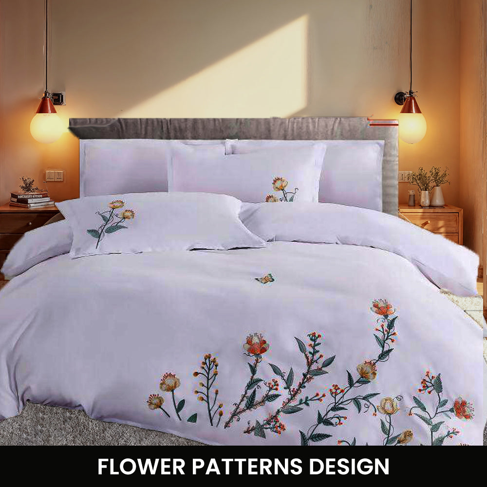 طقم ملاءات سرير مطرزة من 6 قطع مع غطاء لحاف 220×240، و4 أغطية وسائد (6ES2)