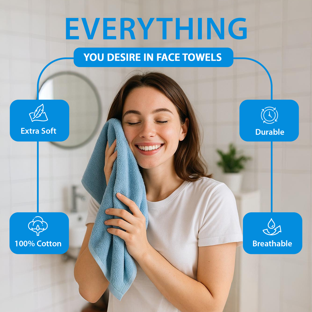 12 Pack Premium Wash Cloths and Face Towels Set (30 x 30 CM) 600 GSM 100% Cotton Soft