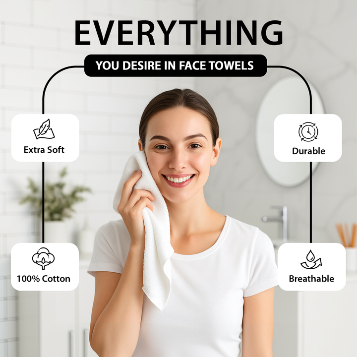 12 Pack Premium Wash Cloths and Face Towels Set (30 x 30 CM) 600 GSM 100% Cotton Soft