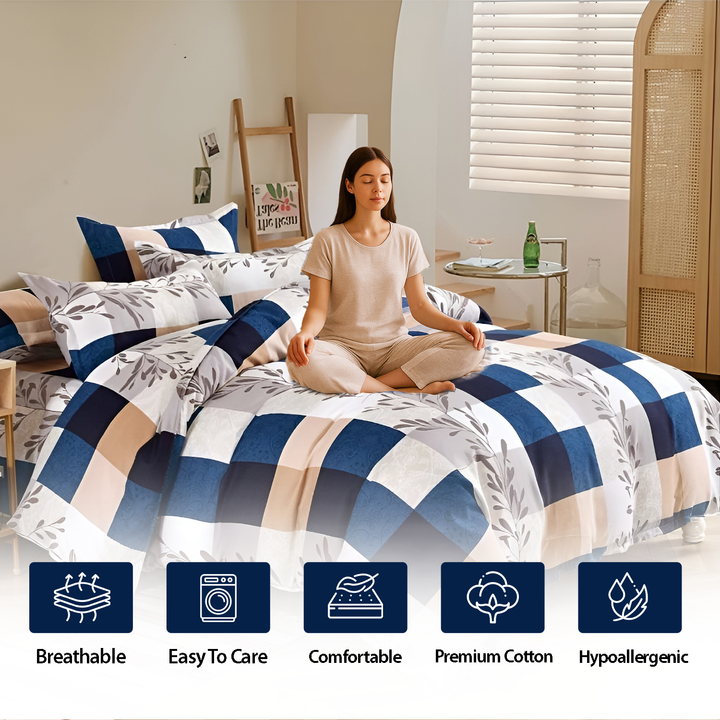 Luxury Bedding Set 6 PCs  – Duvet Cover 220x240 with 4 Matching Pillow Covers (MNC18)