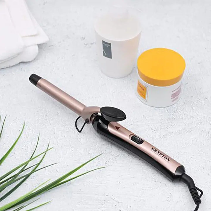 Krypton Hair Curler with Ceramic Coating – 25W, Black & Beige (KNH5360)
