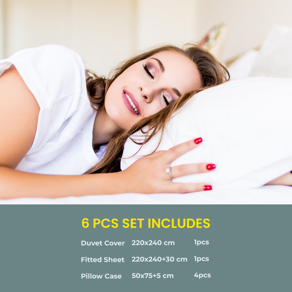 طقم سرير فاخر مع غطاء لحاف 220 × 240، طقم سرير فندقي عالي الجودة، 6 قطع (6FS37)