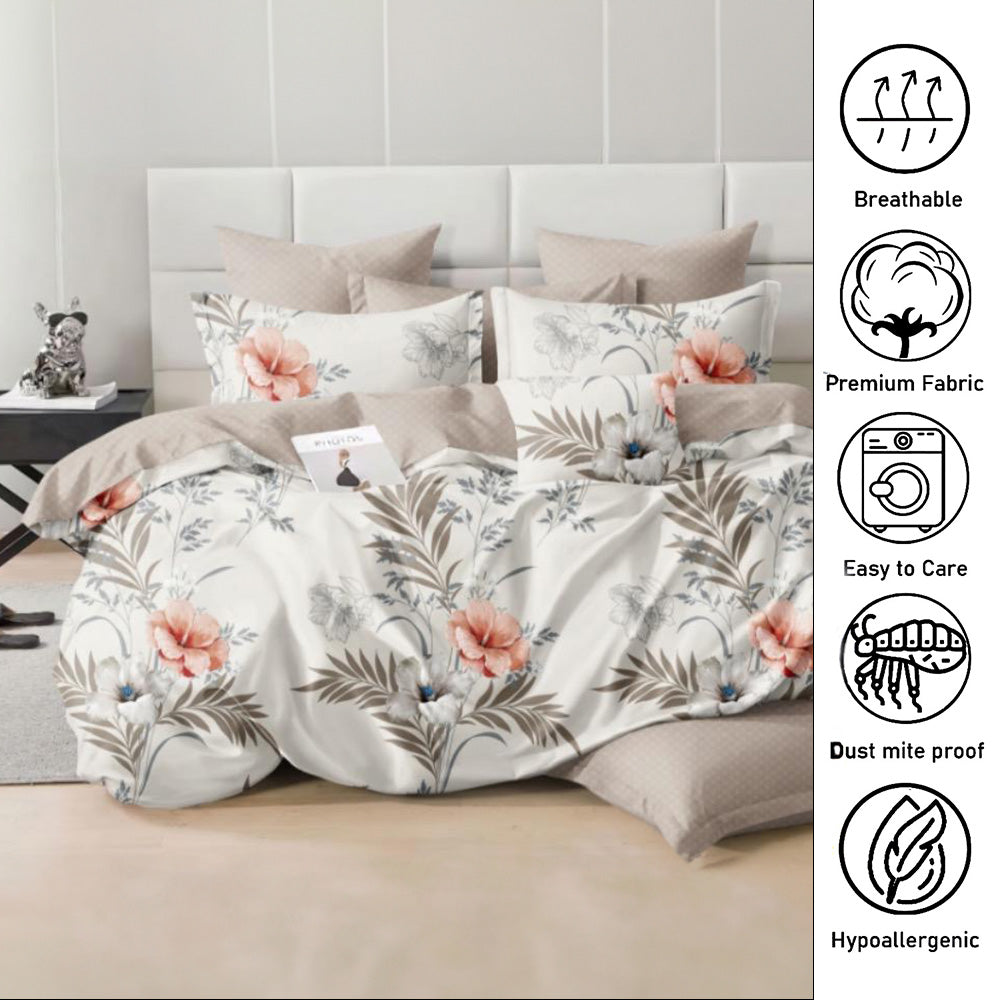طقم ملاءة سرير كينج مع غطاء لحاف 220 × 240، طقم مفروشات كينج مكون من 6 قطع (6FS11)