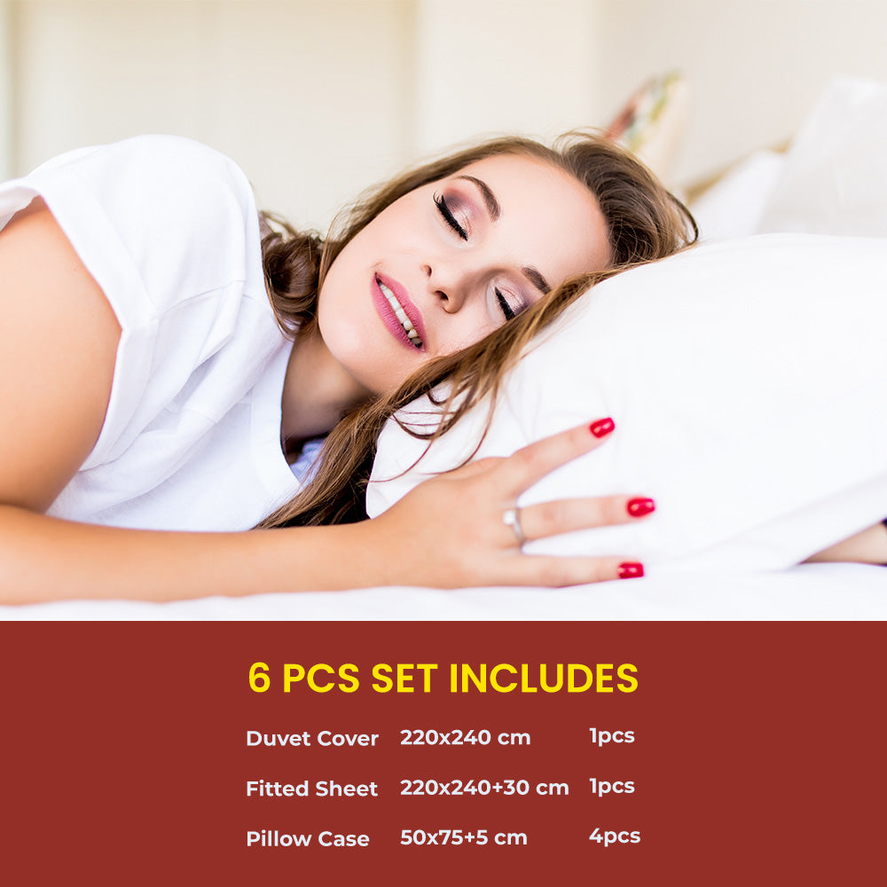طقم ملاءة سرير كينج مع غطاء لحاف 220 × 240، طقم مفروشات كينج مكون من 6 قطع (6FS11)