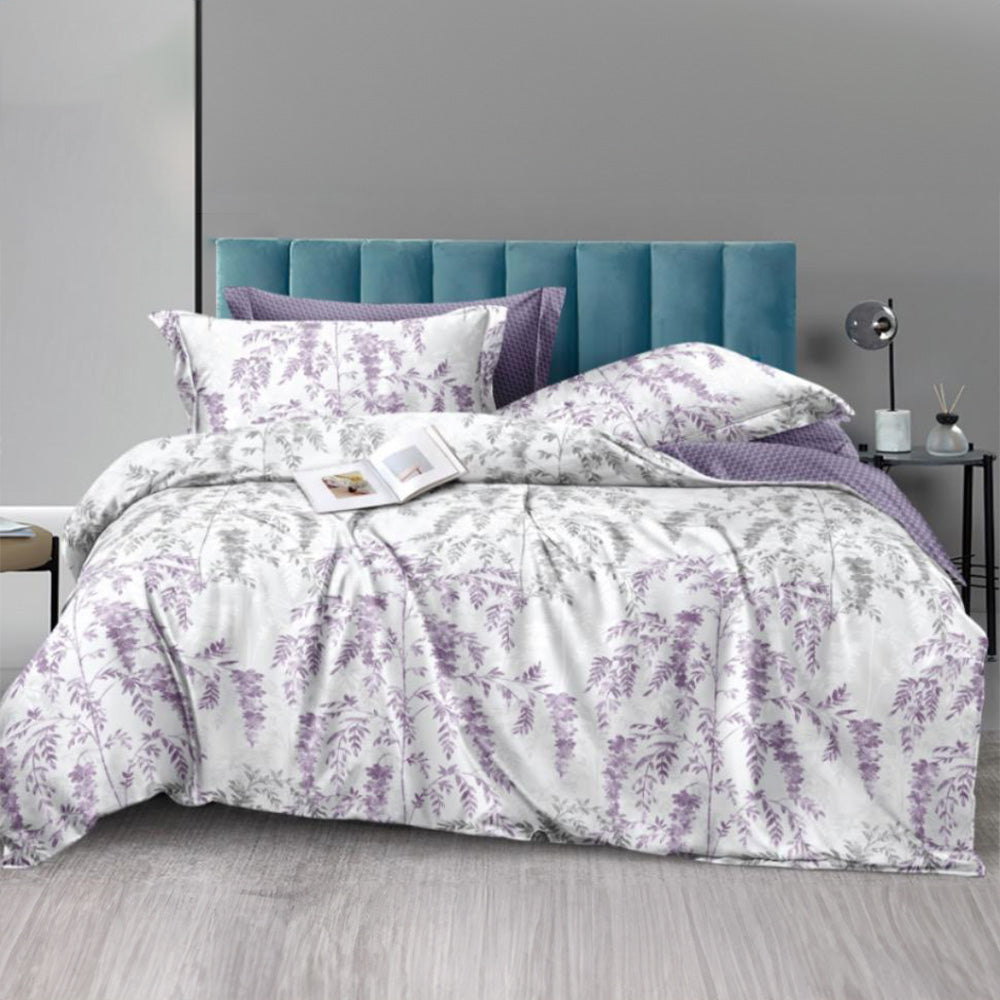 طقم ملاءة سرير كينج مع غطاء لحاف 220 × 240، طقم مفروشات كينج مكون من 6 قطع (6FS29)