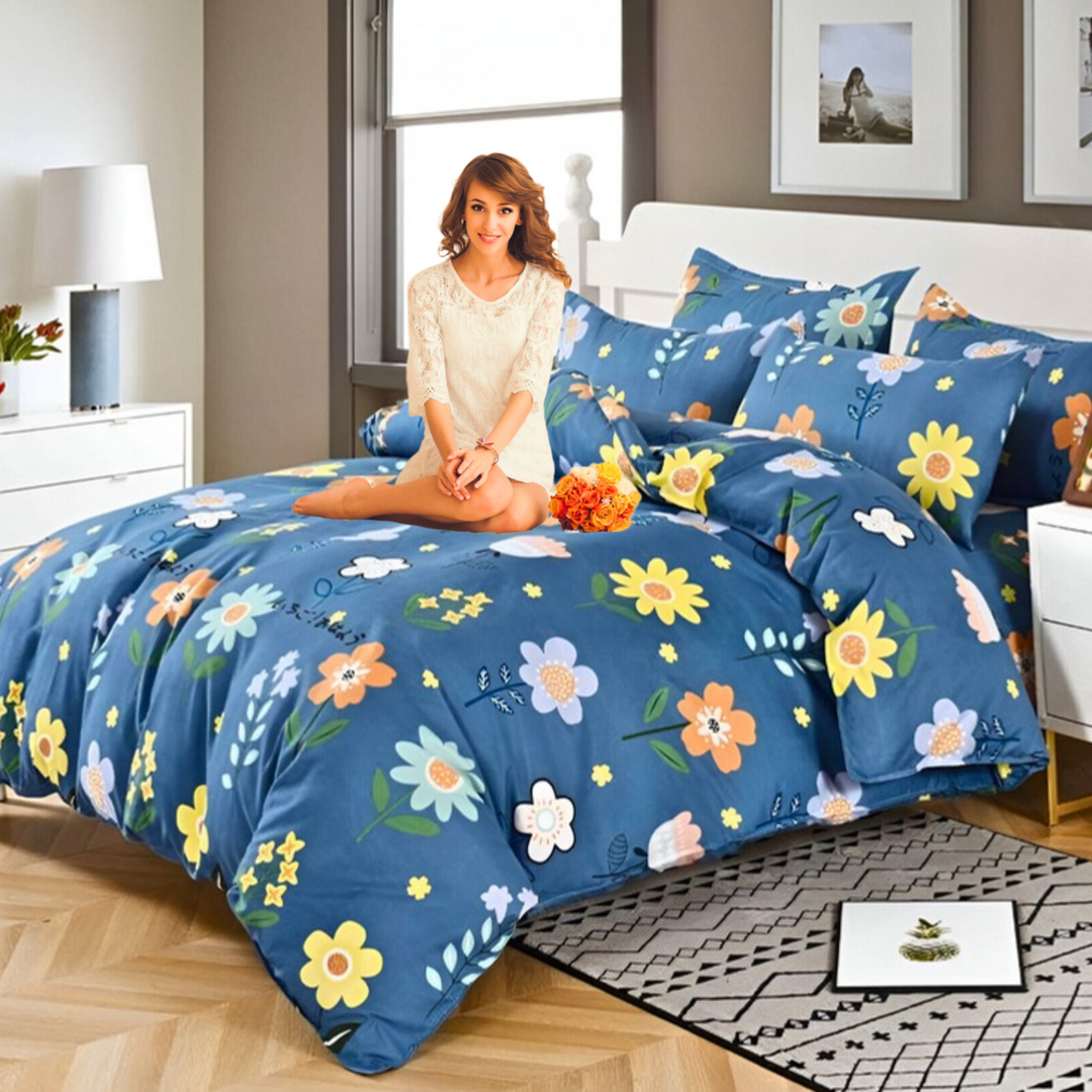 Luxury Bedding Sets 6 PCs with Duvet Cover 220x240 & 4 Pillow Covers (MNC11)